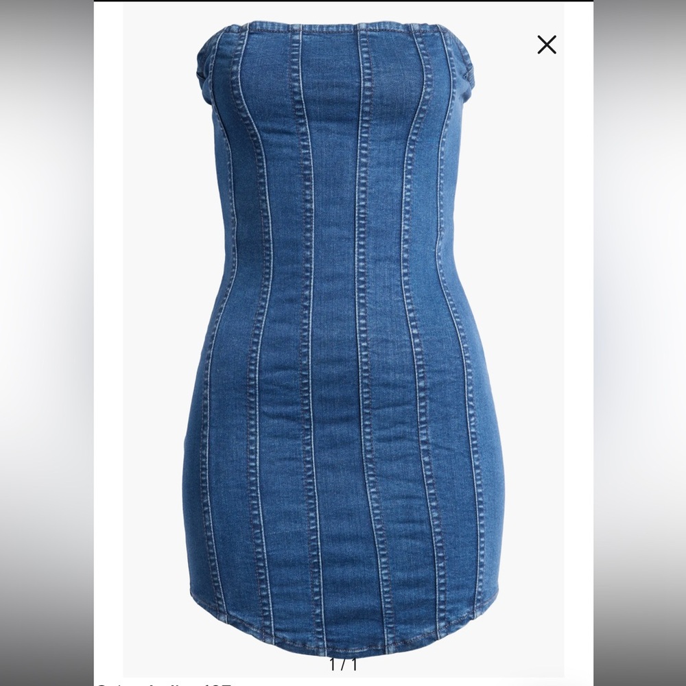 Good American Corset Tube Denim Dress